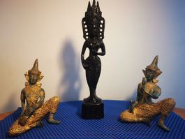 3-teiliges Vintage-Set südostasiatischer Kunstfiguren
