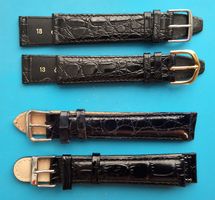 4 x Uhrenband, schwarz, verschieden (Bandanstoss: 18 mm)