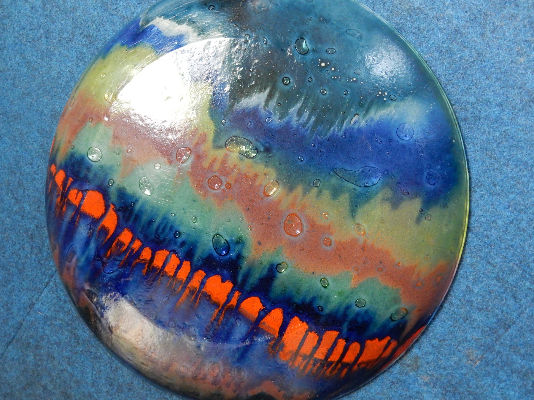 Piatti di portata: wunderschöne Glasplatte gross bunt 45,5 cm Glas Schale – Usato da Jona venduto da simongarden 6