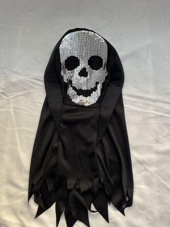 Cape Totenkopf Pailletten Schwarz Halloween Kostüm NEU