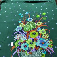 Designer Seide 100% Stoff 1.30x1.30m Fiori verdi Panel