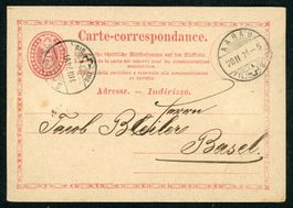 Postkarte: P 3b / PK 002 Aarau-Basel, 1874