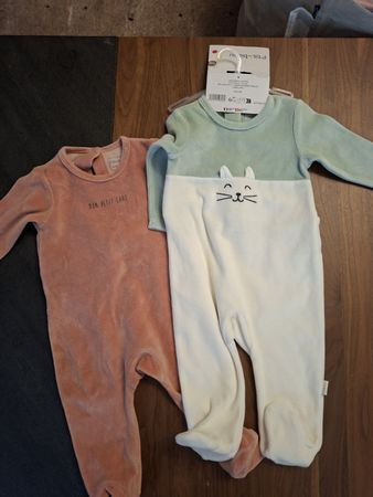 Lot de 2 pyjamas bébé en velours doux, taille 6mois