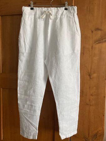 7/8 Sommerleichte 100% Leinenhose, weiss, Gr. S/36