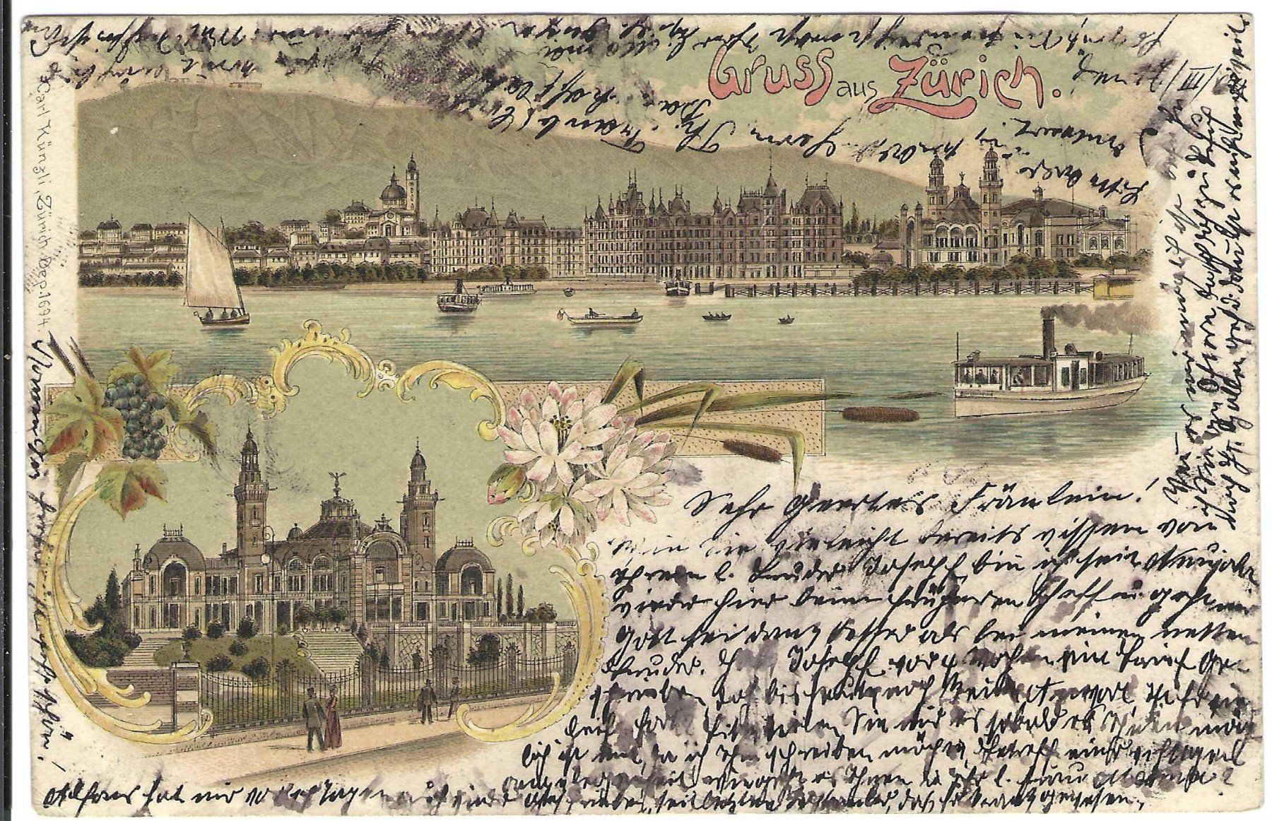 Cartoline postali: Gruss aus Zürich, Litho – Usato da Wildhaus venduto da Brunphil