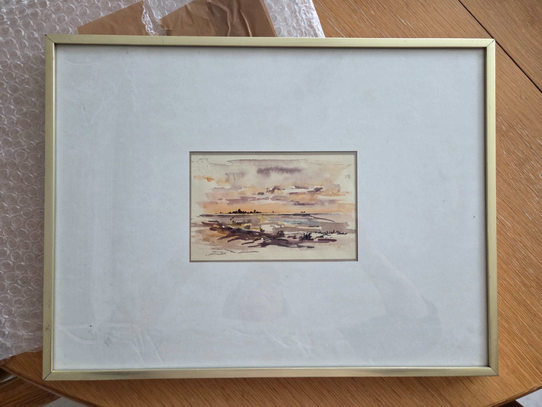 Dipinti: Gerahmtes Aquarell: Abendstimmung am Seeufer – Usato da Bonstetten venduto da Leinadits