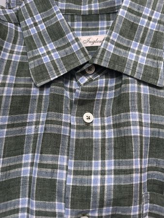Chemise homme Inglese, lin, carreaux, été 41