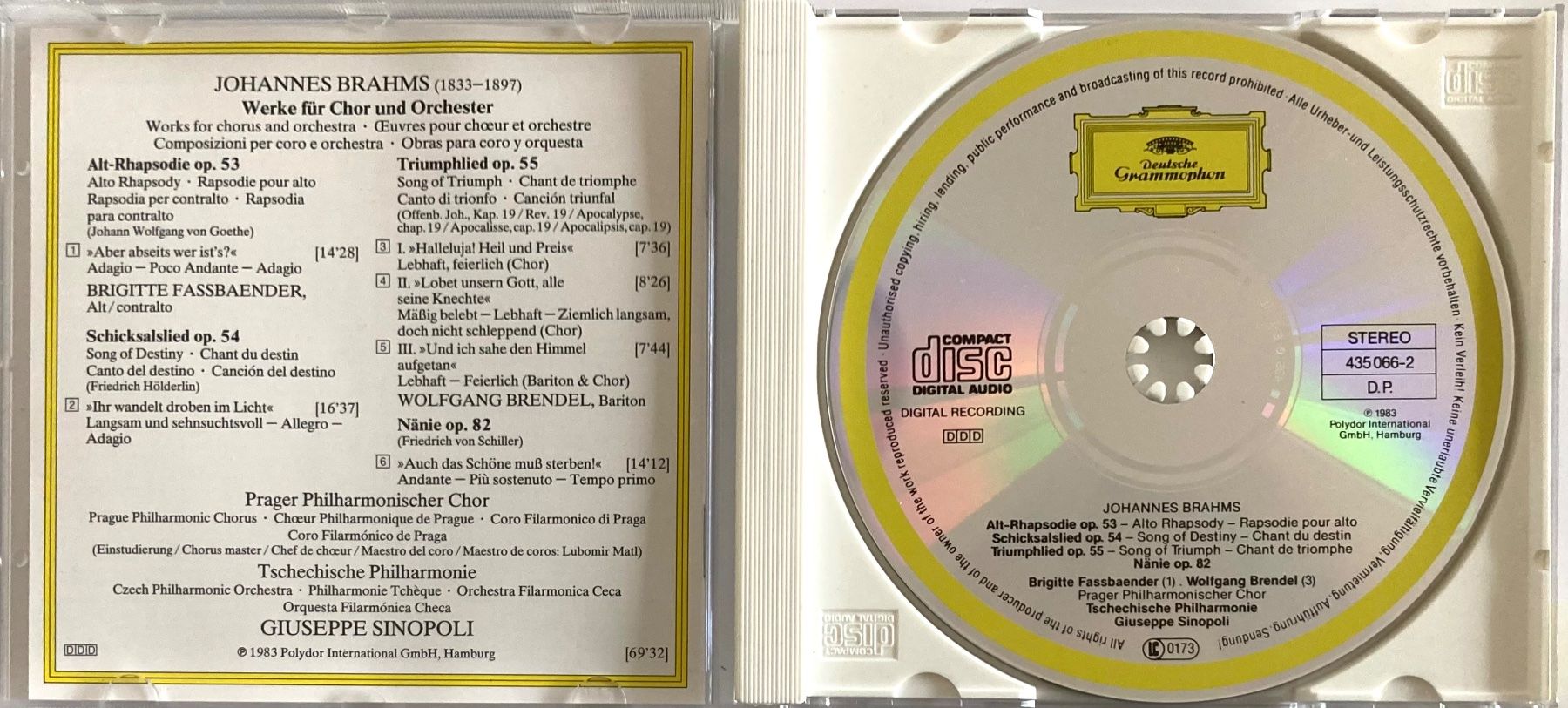 CDs: JOHANNES BRAHMS..... - ALT-RHAPSODIE..... – D'occasion à Poliez-Pittet par Newtown-Records 2