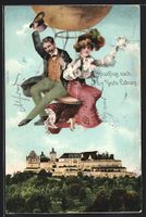 Coburg, Veste Coburg, Frau und Mann flie