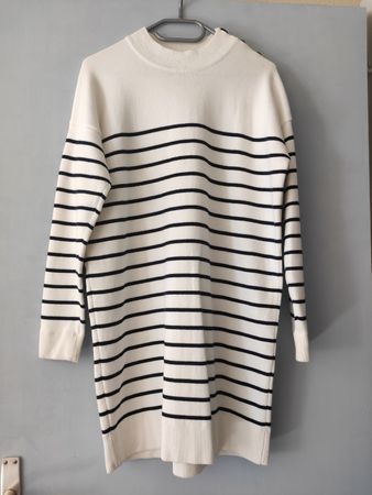 Robe pull rayée Sézane blanc/marine T.S. bon état