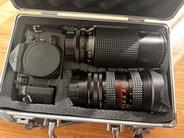 Canon A-1 Spiegelreflexkamera mit 2 Objektiven & Koffer