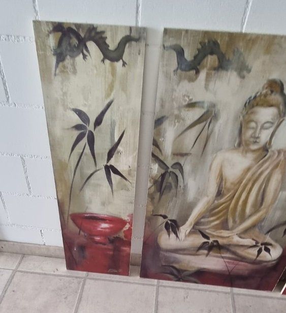 Foto & Immagini: Dreiteiliges Bild Buddah asiatisch – Usato da Flums venduto da Flumsantik 1