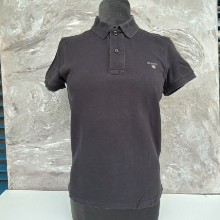 Polo en Coton Noir Gant Logo Brodé - Noir Élégant