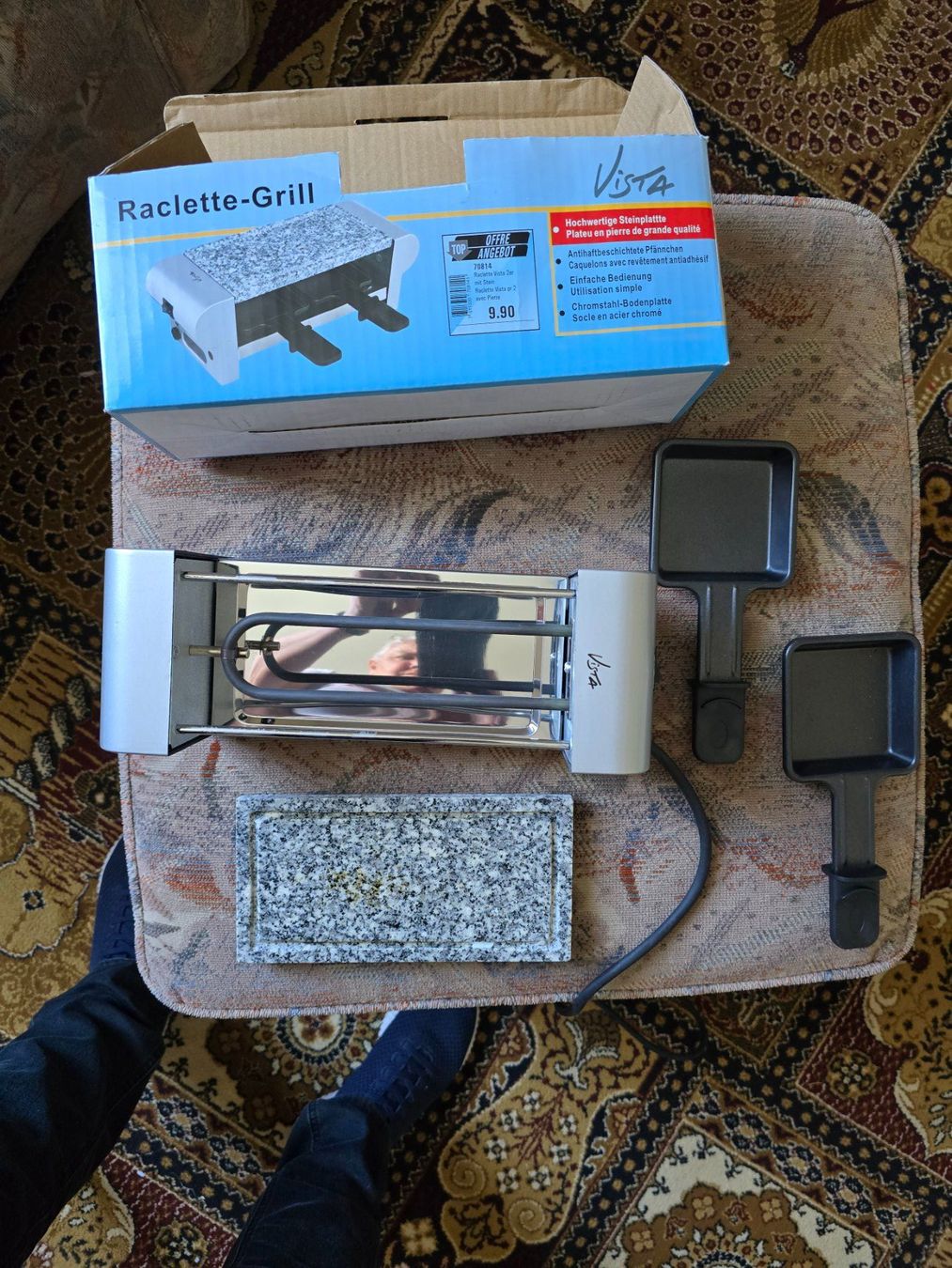 Griglie: Raclette-Grill mit Steinplatte, inkl. 2 Pfännchen, – Usato da Rorschacherberg venduto da Scharfeegge