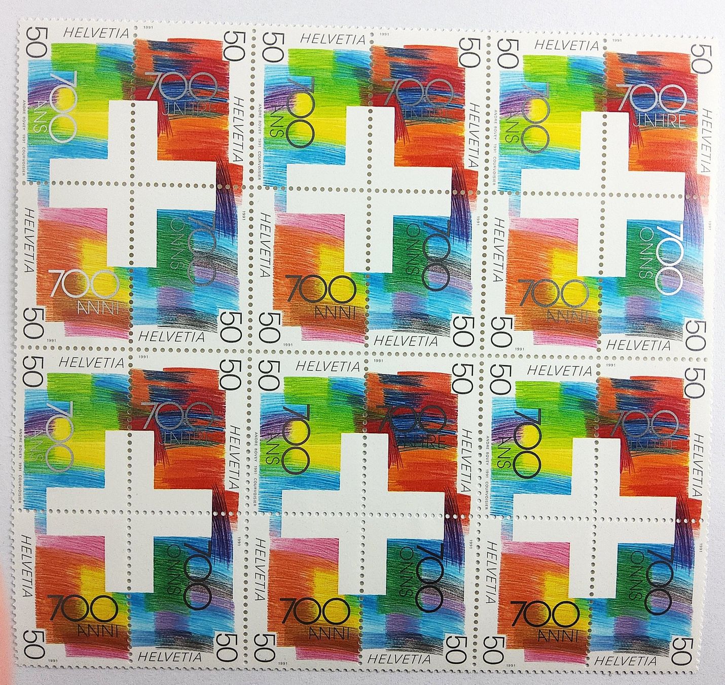 Tutti i francobolli: Postfrischer Briefmarkenbogen 1991, 700 J. Eidgenossenschaft – Nuovo (secondo la descrizione) da Zug venduto da Aeschroot