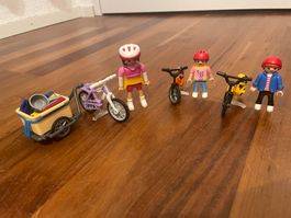 Playmobil Figuren mit Fahrrädern und Anhänger guter Zustand