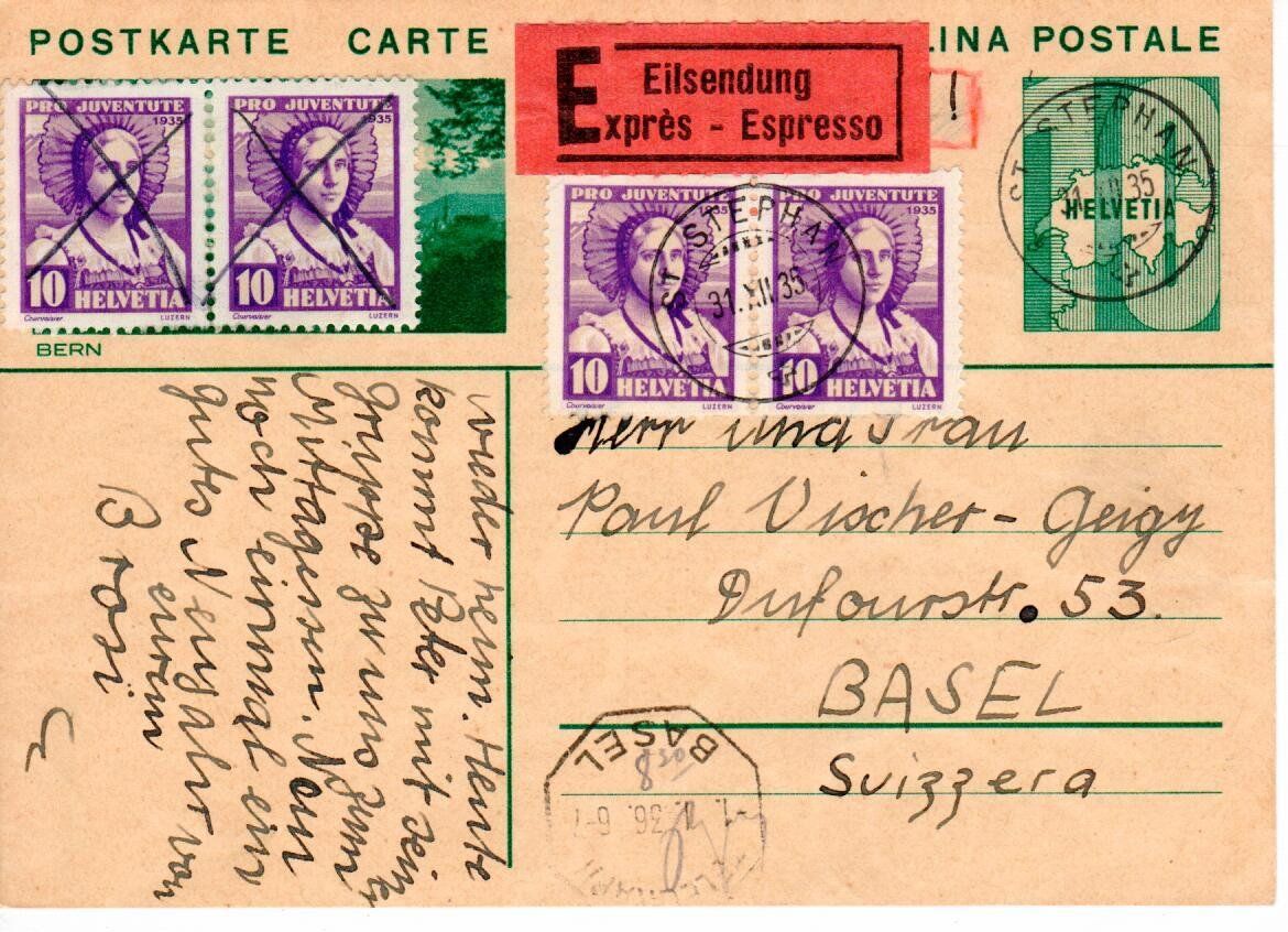 Alle Briefmarken: Bildpostkarte, Express - Telegraph 1935 – Gebraucht aus Wolhusen von Curver9