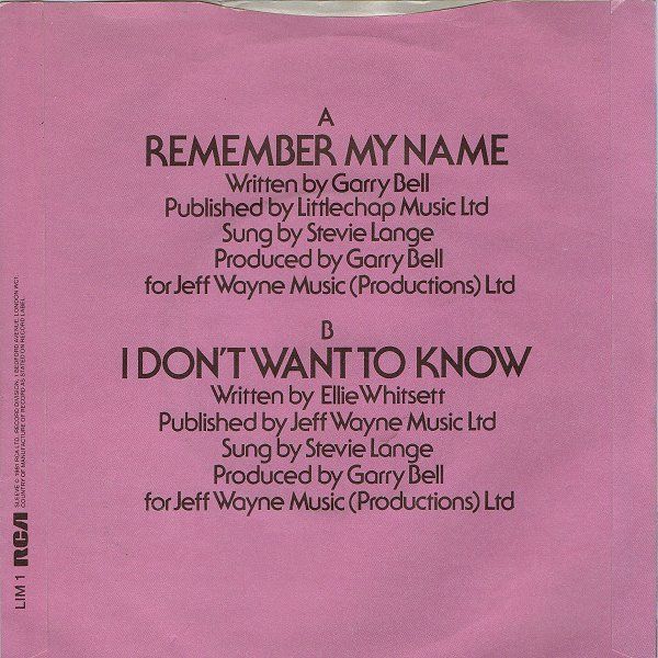 Schallplatten: Lange Stevie: Remember My Name 7" – Gebraucht aus Steinhausen von Vilivinili 1