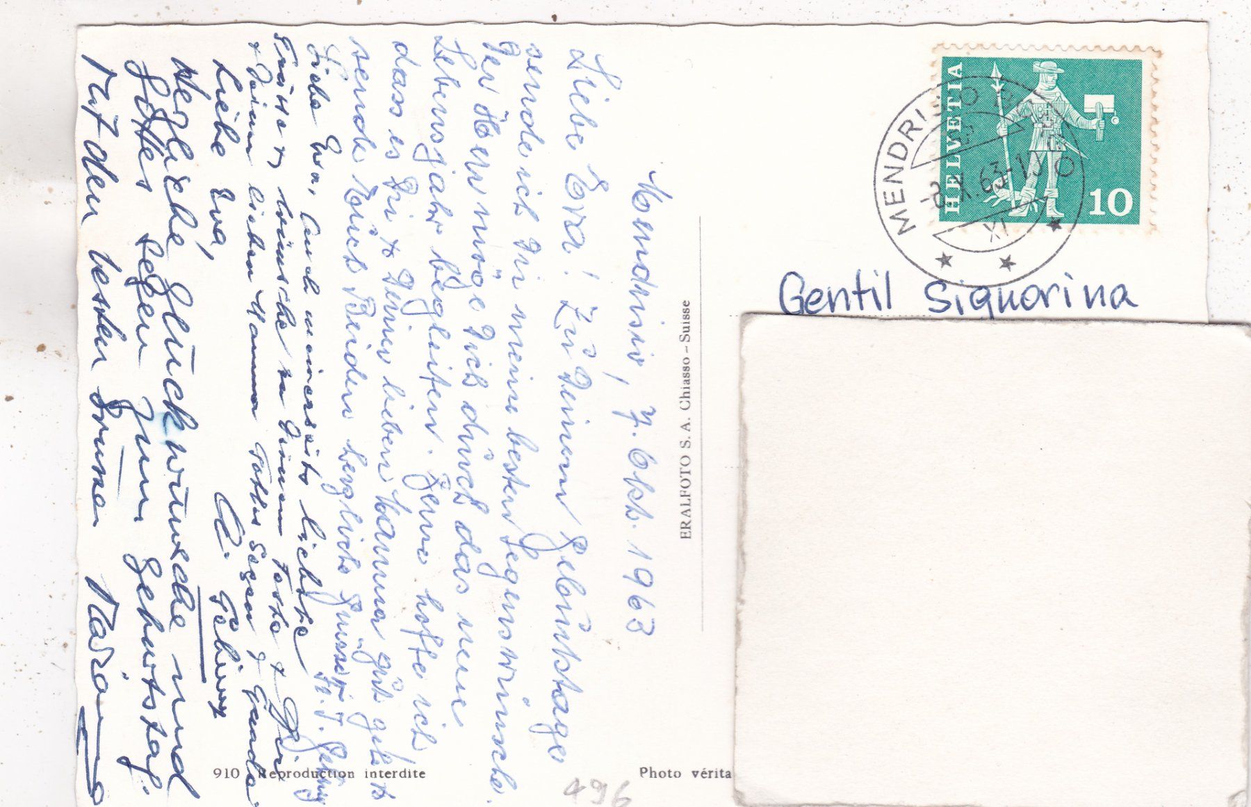 Ansichtskarten: Mendrisio 1963 – Gebraucht aus Herisau von Lisegrat2008 1