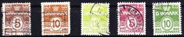 Série 5 timbres - Danemark - oblitérés - des années 60