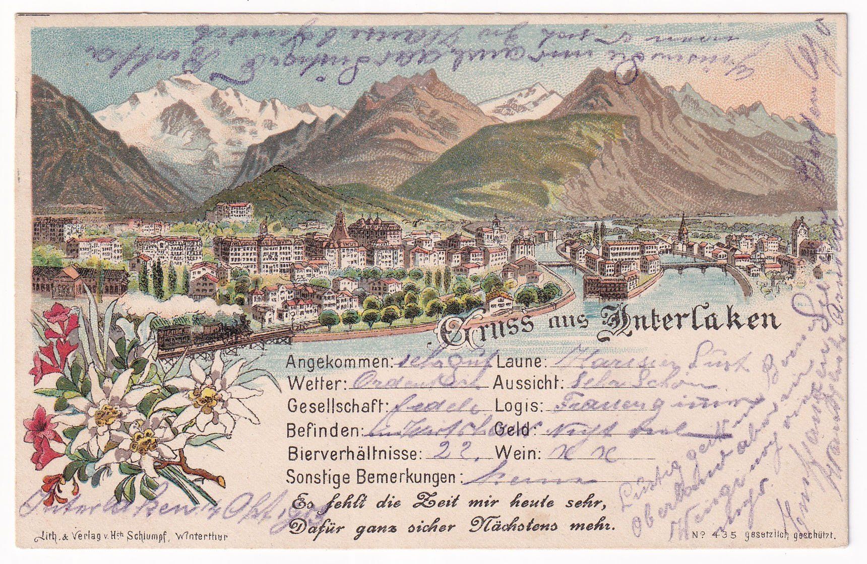 Cartoline postali: Gruss aus Interlaken  1903 – Usato da Cormoret venduto da Pascalll2001
