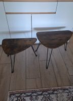 Beistelltische Paar Holz mit Metallbeine