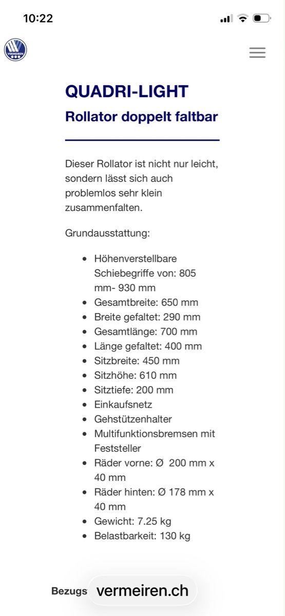 Gehhilfen: Rollator QUADRI-LIGHT doppelt faltbar rot C29 – Gebraucht aus Eschlikon TG von madeleine013 1