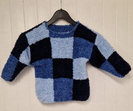 Pull tricot  2A  tricolore BLEU FAIT main