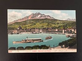 AK LU Luzern, Bahnhof und Pilatus