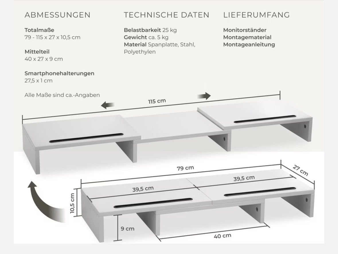 Support d'écran: Monitorständer, 3-teilig weiss – D'occasion à Gossau ZH par Celestino_2.0
