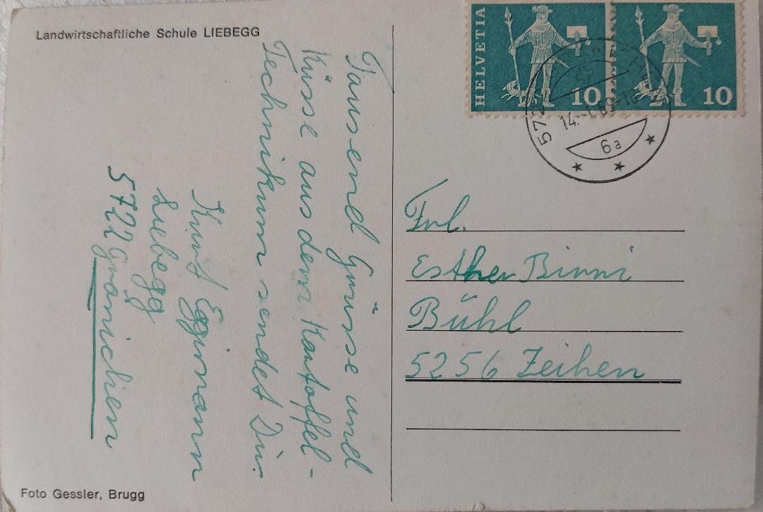 Ansichtskarten: LIEBEGG  -   Landwirtschaftliche Schule  -  1969 – Gebraucht aus Delémont von Domdom1 1