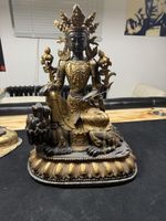Khuanyin Grüne Tara, Mutter aller Buddhas Bronze Tibet 18K G