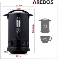 Arebos Glühweinkocher Schwarz 20L