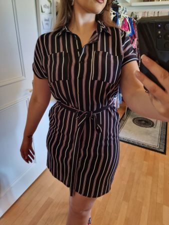Sommerkleid gestreift Gr. 38/40 mit Gürtel - Elegant! 👗👍