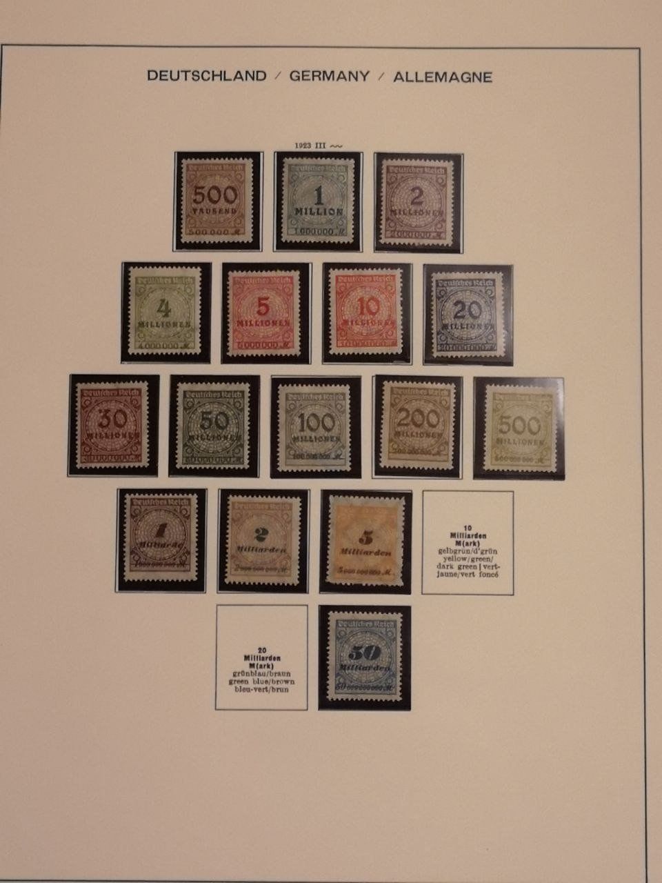 Tutti i francobolli: Deutsche Briefmarken 1920-1923. 10 Seiten. – Usato da Bern venduto da Yunkom 6