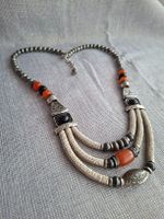 Collier Statement Ethnique Multirangs Orange & Noir