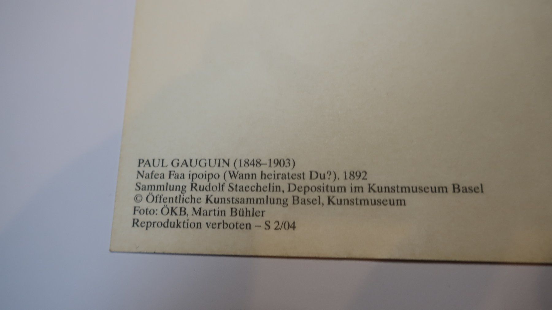 Ansichtskarten: Paul Gauguin 1892.  2004 – Gebraucht aus Cormoret von Pascalll2001 3