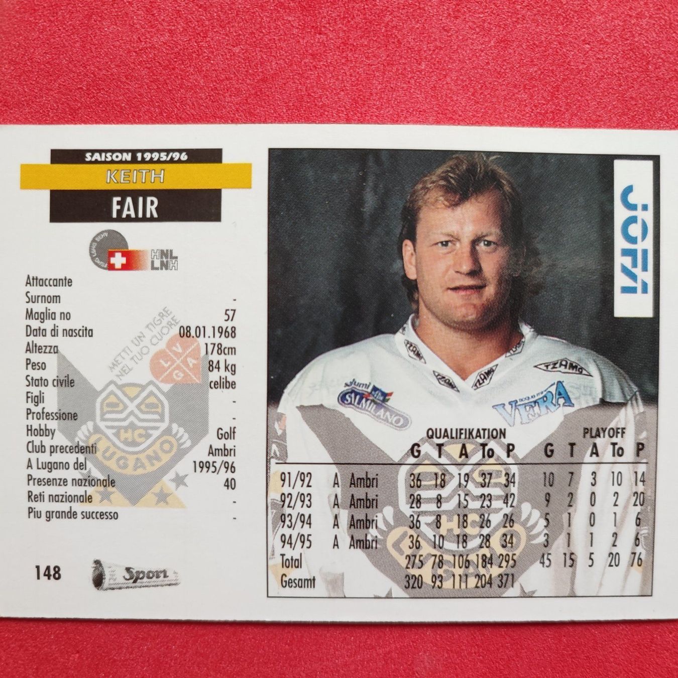 Carte collezionabili: Keith Fair - HC LUGANO - 1995/96 – Usato da Dübendorf venduto da kb86_MOVIE 1