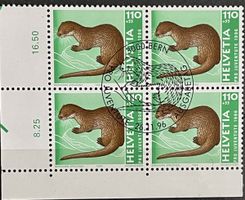 4er Block Helvetia 1996 Fischotter Pro JuventuteBriefmarken