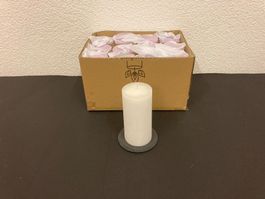Kerzen 12 Stück a je 6,8 x 14 cm,ca. 420g, Weiss Raureif