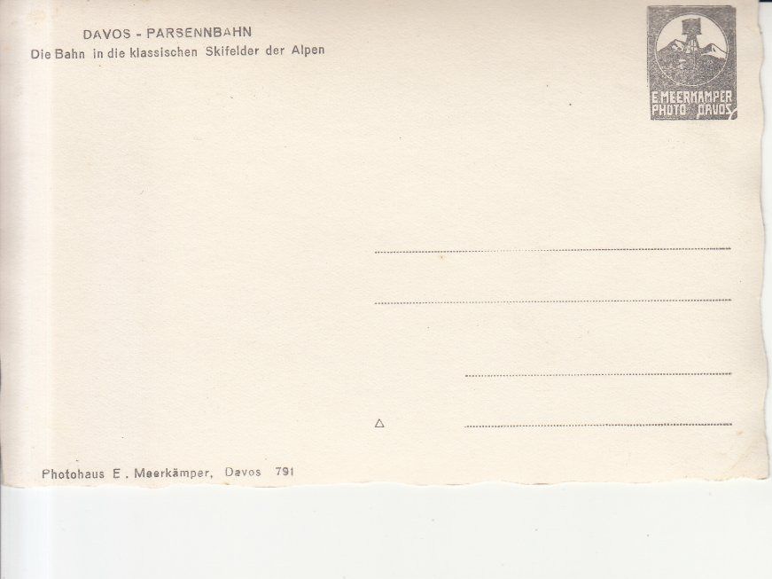 Cartoline postali: Davos Parsennbahn ca. 1930 – Usato da Bürglen TG venduto da StampGraf 1