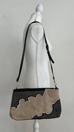 Tasche Wildleder schwarz/beige
