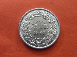 1/2 Fr. 1960  vorz. - ungereinigt  -
