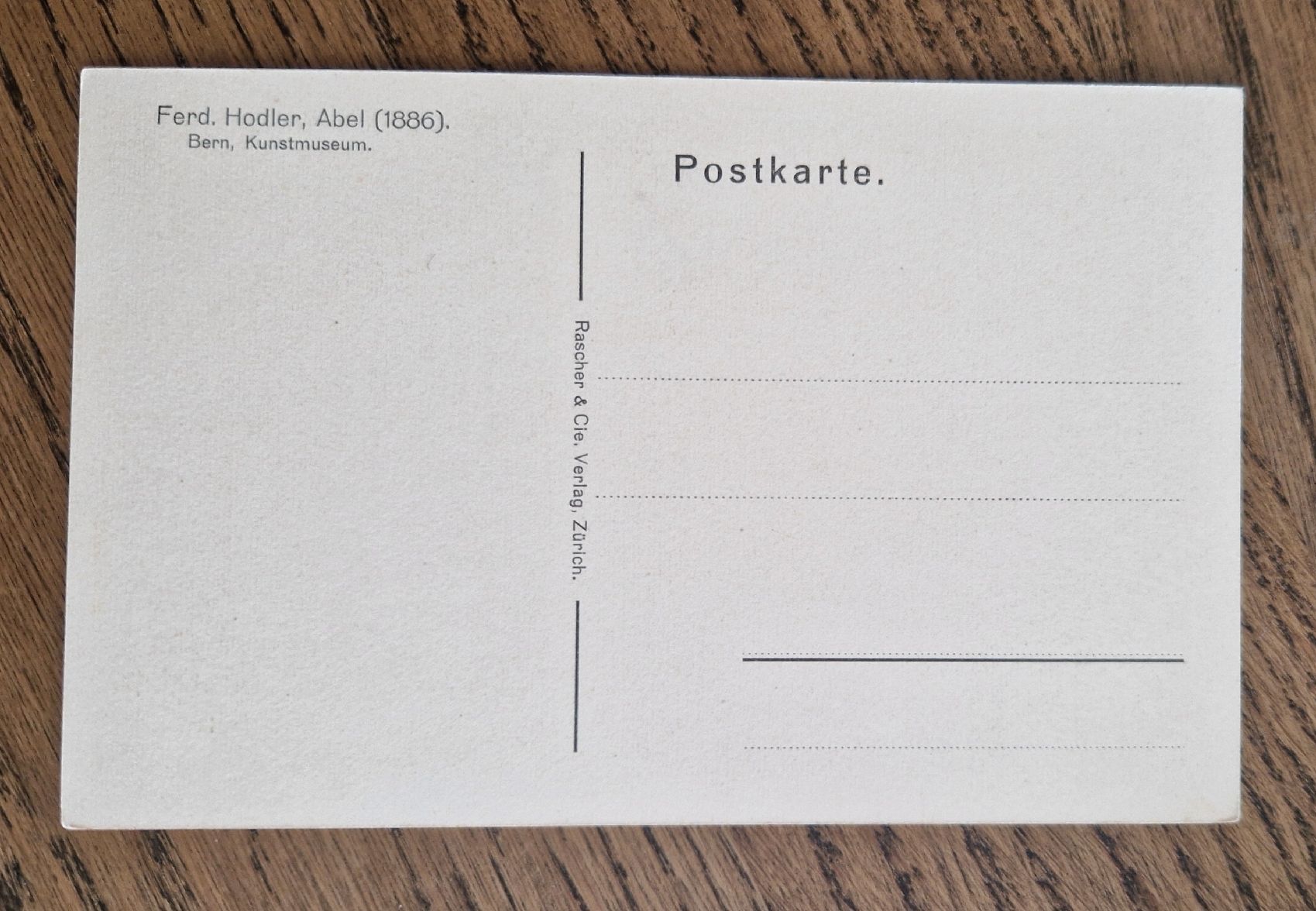 Cartoline postali: Kunstkarte, Ferdinand Hodler, Abel – Usato da Ebikon venduto da Donar50 1