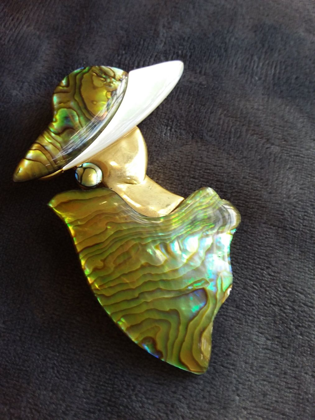 Broschen & Nadeln: Grosse Abalone Brosche Perlmutt Dame mit Hut Vintage 80er – Gebraucht aus Zürich von helsan 5
