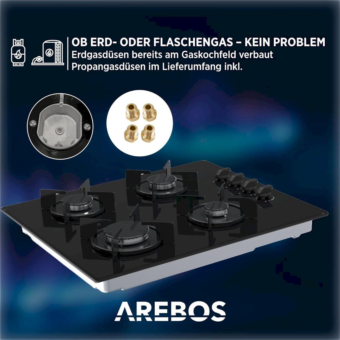 Herde: Arebos Gaskochfeld 60cm 4-flammig – Neu und originalverpackt aus Bottighofen von zaap 7