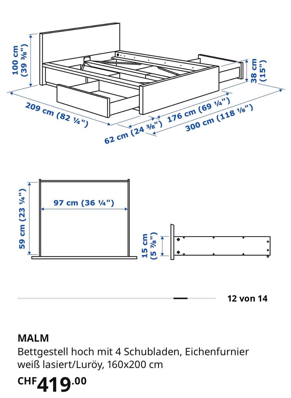 Ikea Betten: Malm - Bettgestell ohne Lattenrost & 2 Kommode – Gebraucht aus Olten von _Dimi_ 4