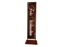 Stele "Frohe Weihnachten" Rostmetall 100cm mit Ständer