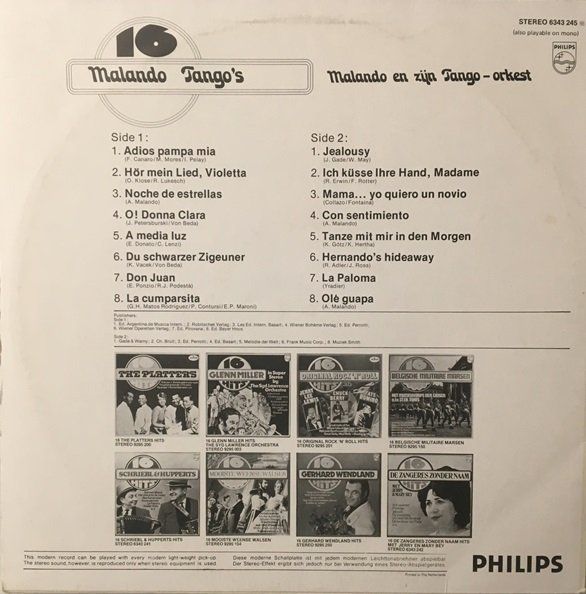 Schallplatten: 16 Malando Tango’s (LP) – Gebraucht aus Grüningen von azulgrisvinyl 1