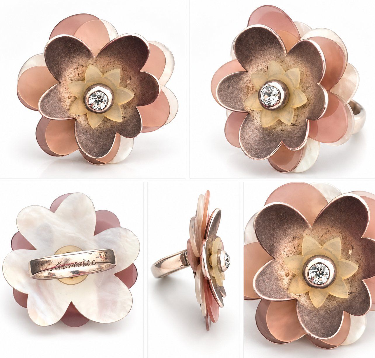 Anelli: Blumenring Damen 925 Silber Perlmutt Strass Statement Ring – Nuovo (secondo la descrizione) da Fully venduto da VaneaSelection 3